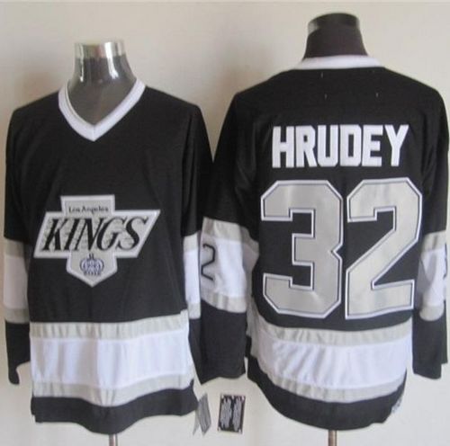 Kings #32 Kelly Hrudey Black CCM Throwback Stitched NHL Jersey - Click Image to Close